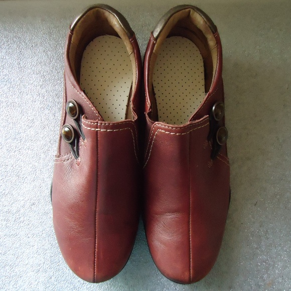 Taos Shoes Women's Double Take Loafers Maroon Leather Flats Casual Slip On - Picture 4 of 11